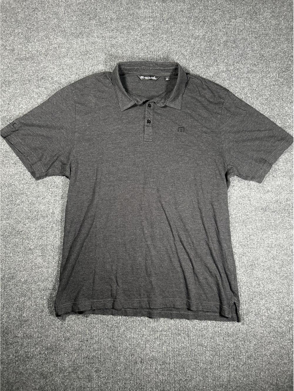 TravisMathew Men's Polo Shirt Size Large Gray Striped